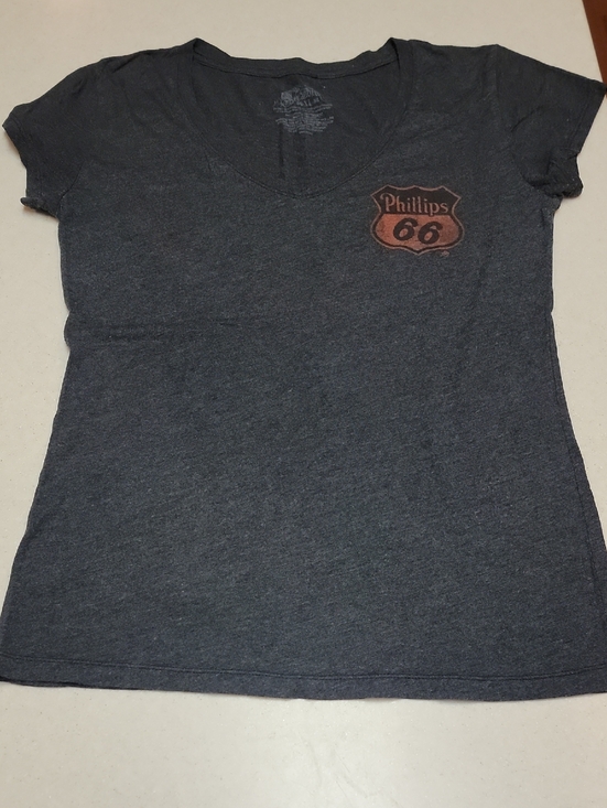 Stranded Tops - Stranded Phillups 66 Charcoal V-Neck Tee with Rust Logo